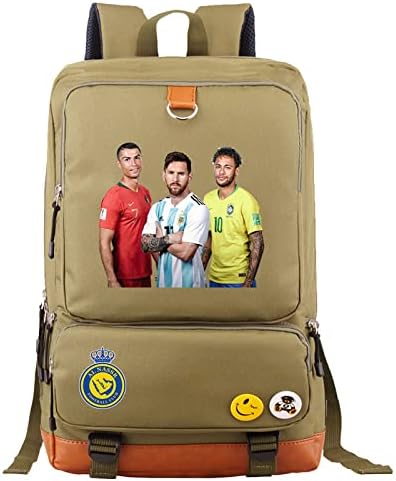 Cristiano Ronaldo Casual Mochila Al Nassr FC Mochilas Backpack-Teen Books School Bookbag Durable Daypack para crianças