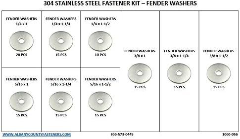 304 lavadoras de lama de aço inoxidável kit 1/4 a 3/8 - 136 peças