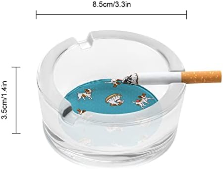 Cartoon Jack Russell Terriers Glass cinzeiros para cigarros e charutos Round Ash Bandeja Caso de Caso para Presente de Decoração