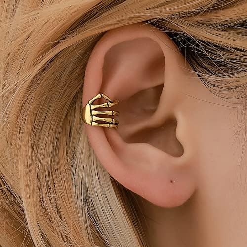 Halloween Bone Hand Clipes de orelha assustadores para meninas adolescentes minimalistas de piercing prudentes clipes de ouvido