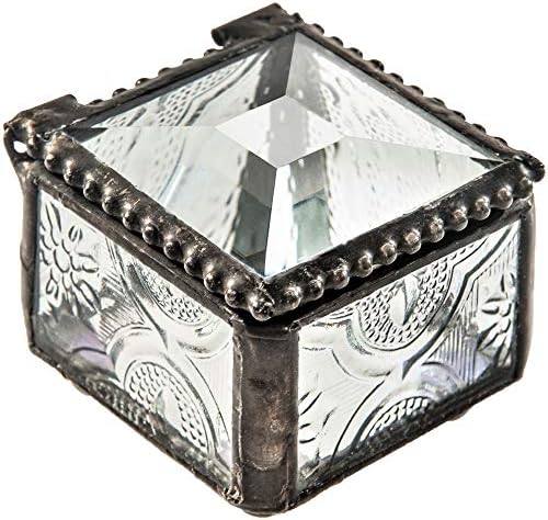 Caixa de jóias de vitrais da caixa de anel Caixa de jóias de vidro decorativo Presente de noivado de casamento VINTAGE CLARE