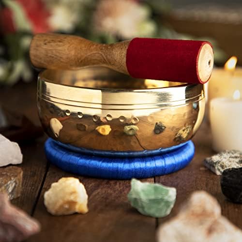 TELSHA Meditative Brass Polished Singing Bowl com martelo e almofada - tigelas de som tibetanas para cicatrização de energia, atenção