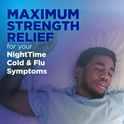 Basic Care Nighttime Medicina de alívio de resfriado e gripe; Líquido com sabor de cereja; Alivia dores, febre, tosse, espirros,