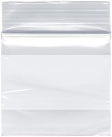 Plymor Zipper Sacos de plástico reclosáveis ​​com bloco branco, 2 mil, 2 x 2