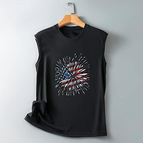 Tampa do tanque patriótico para mulheres 4 de julho camisas com as estrelas e listras da Americana de USA Americana