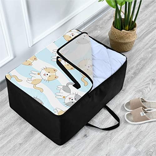 N/ A Bolsa de armazenamento de grande capacidade para baixo - Roupa de gato de gato Organizador de decoração com zíper de bagagem movimentada