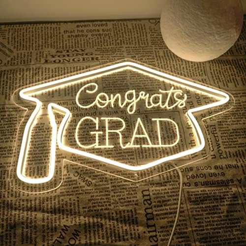 2023 Parabéns Graduação Neon Sign Decoração Luzes de neon para festas, sinal de luz LED personalizada para decoração de
