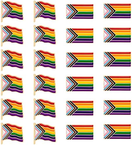 24 peças Pinos do orgulho gay Bandeira arco -íris LGBTQ Pin Broches Decoração para Lésbica Transgênero de Transgênero Caso
