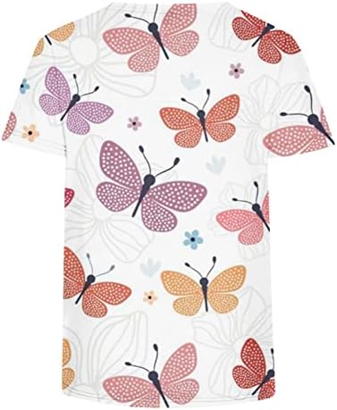 Meninas de manga curta blusas de borboleta blusas gráficas t camisetas de tripulação lounge de pescoço de penas sexy blusas
