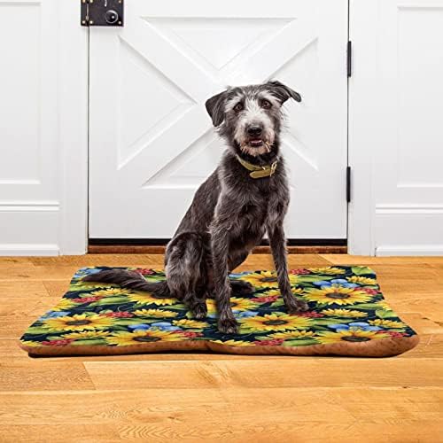 Rosas e listras kigai gunflower tapete de animais de estimação não deslizamento lavável cão de cachorro tapetes de cama macio confortável para um sofá de chão de piso de sala de estar 36 x 24 polegadas