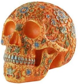 A barra de crânio de resina Zamtac é decorada com flores de ameixa -homem feridas Halloween Holloween House Housed Head Bone Culpture