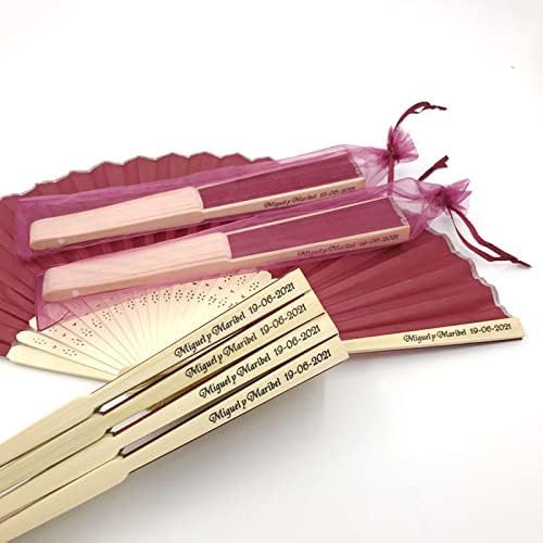 Fãs personalizados da AGSU para favores de casamento, fãs personalizados, fãs de papel de mão, fãs dobráveis ​​com bambus para