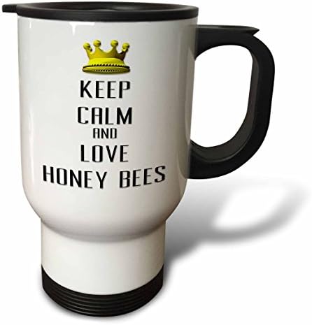 3drose Gold Crown Keep e Love Honey Bees Stainless Steel Caneca de viagem, 14 oz, multicolor
