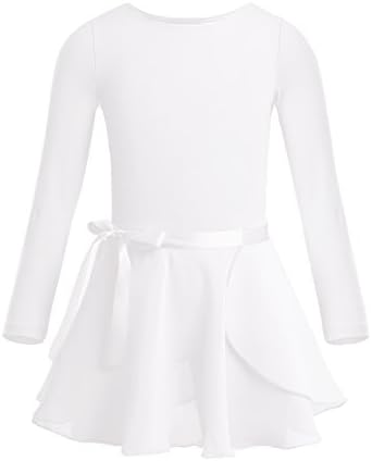 IEFIEL Girls Team Basic Manga Longa de Manga Longa/Ginástica Sem Sabelável Bodysuit Leart Dress Vester Ballet Skrap Skirt