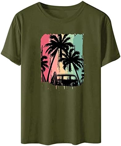 Tampas gráficas femininas Blouses de pescoço de barco Tshirts de manga curta praia havaiana Tropical Summer Tops 2023 5y