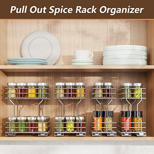Roomtec Puxe o organizador do rack de especiarias para armário, organizador do armário de cozinha e armazenamento