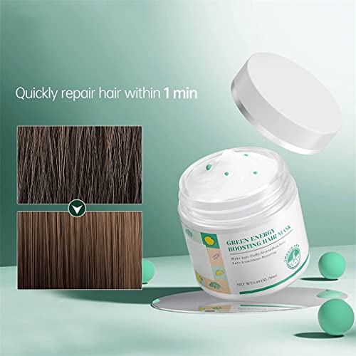 Máscara de cabelo para impulsionamento de energia verde, repare os tratamentos com máscara de cabelos danificados seco, cuidados
