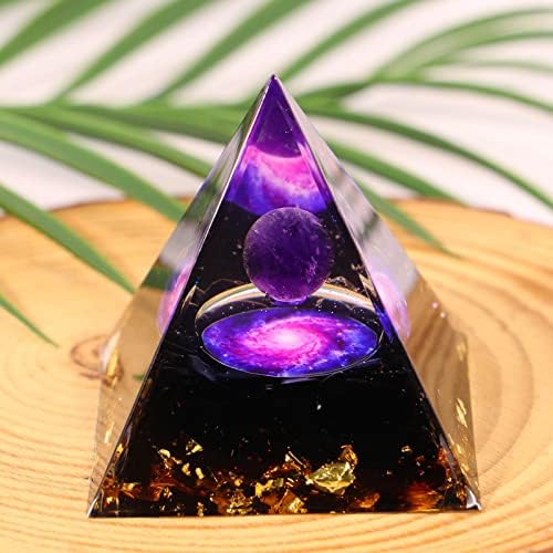 Moonstone Crystal Orgone Pyramid - Amethyst Ball Starry Sky - Ogan Crystal Energy Tower - Nature Reiki Cura