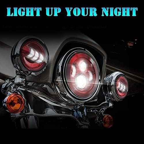 Sktyants 7 7 polegadas LED Red Motorcycle Farol vermelho 4,5 polegadas Round Passing Fog Lights Compatível com Tourng Street Electra