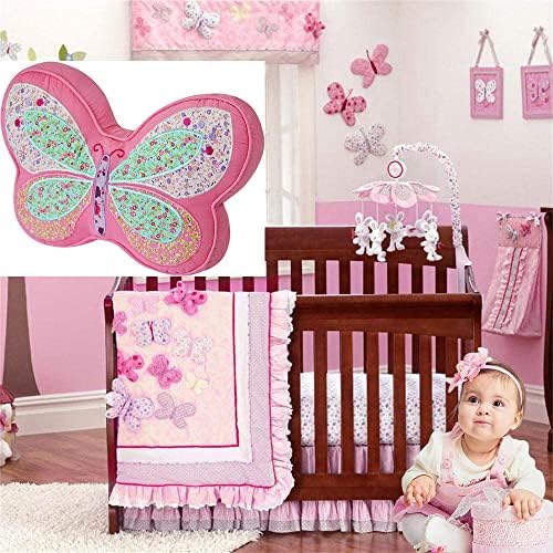 Brandream 5pcs rosa Butterfly Baby Berkding Conjuntos para meninas com travesseiro de arremesso, algodão
