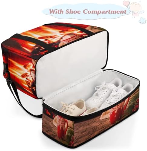 Padrão de Natal Copo de Viagem dobrável Duffel Bag Tote Carry On Bagage Sports Gym Bag com compartimento de sapatos para mulher homem