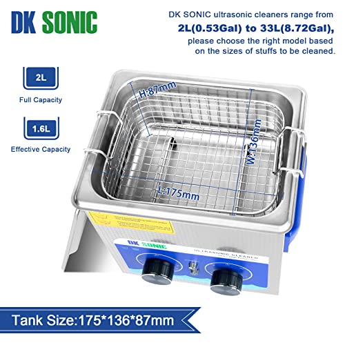 Limpador ultrassônico DK Sonic com aquecedor e cesta para moedas, pequenas peças de metal, registro, placa de circuito, necessidades