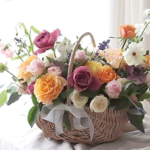 Cesta de flores tecidas, cesta de flores tecida cesta de vime de flor cesto de casamento cesto de cozinha alimentos de armazenamento de armazenamento s, cesta de armazenamento