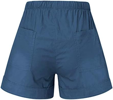 Shorts femininos casuais complacir a cintura elástica sólida solta plus size com shorts de bolso de verão férias havaianas,