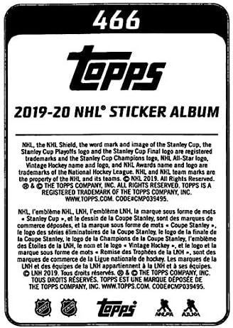 2019-20 TOPPS NHL adesivos #466 Tyler Myers Vancouver Canucks NHL Hockey Mini Sticker Trading Card