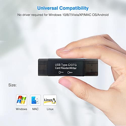 Leitor de cartão de memória SD/micro SD, BorlterClamp USB C SD/TF CARD LEITOR MICRO-USB OTG LEITOR COMPATÍVEL COM PC, Laptop, MacBook,