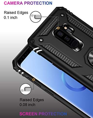 Galaxy S9+ Plus Case ,, Grade militar de 16 pés. Drop Tested Cover com Kickstand com anel magnético Compatível com suporte