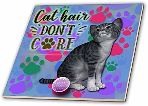 Joga de cabelo engraçado de 3drose gato irá iluminar qualquer casa ou presente para os amantes de animais de estimação - azulejos