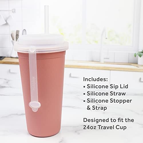 Reproduzir xícaras de copo de deslocamento para adultos de plástico de 24 oz com tampa de silicone de grau médico, rolhas
