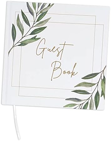 Casamento, Registro de livros de convidados de festa de aniversário, capa dura com elegante design de ramo de eucalipto