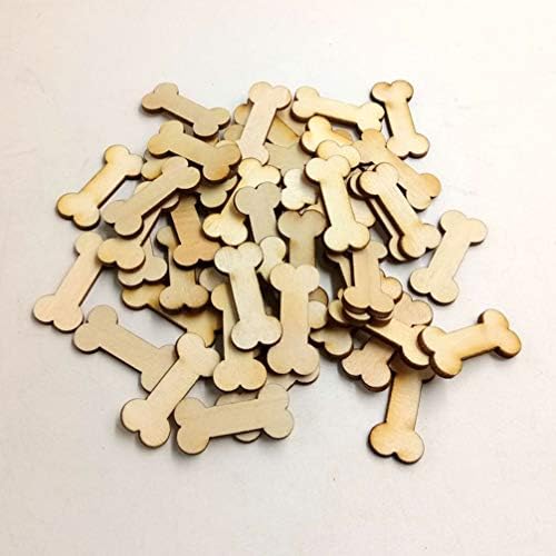Decoração de mesa de sewacc ornamentos rústicos 100pcs cães de madeira recortes de osso