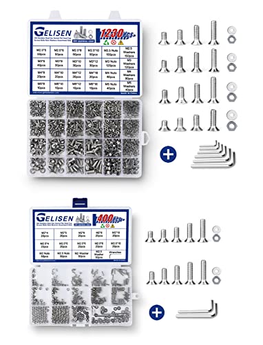 Gelisen 1630pcs m2 m2.5 m3 m4 m5 soquete hexéxico prateado parafusos de cabeça plana porca de lavanderia conjuntos de