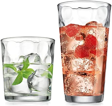 Home Essentials e Beyond Glassware Bebendo copos Conjunto de 8 4 copos de cozinha Highball | 4 xícaras de vidro pedras para