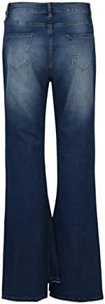 Calça jeans de cintura alta de perna larga de largura vintage para calças retas e elásticas e elásticas de mulheres letas