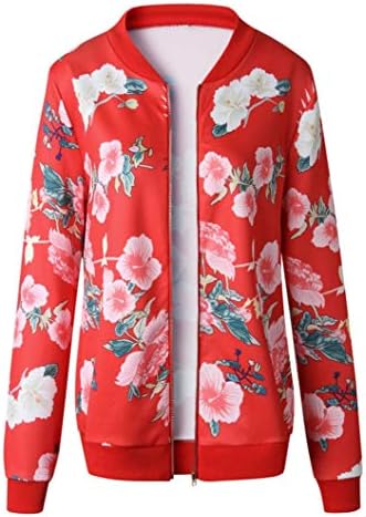 Iyyvv Women Fashion Floral Printed Jacket Zipper Chiffon Bomber Outwear