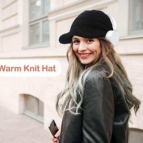 Captrinho de inverno Captrine de inverno chapéu de gorro de inverno para mulheres boné de gorro desleixado com viseira