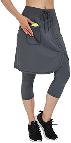 Cityoung Capri com saia anexada para mulheres atléticas de saia com leggings saia pernas de saia modestas pernas para mulheres