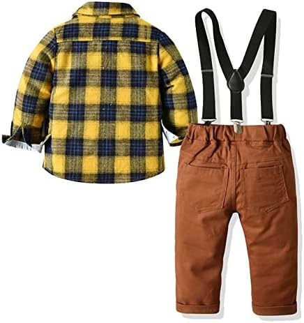 Technorox Boys Boys Fallfits Crianças Crianças formais 4 PCs Camisa de vestido e suspensórios e calças destacáveis
