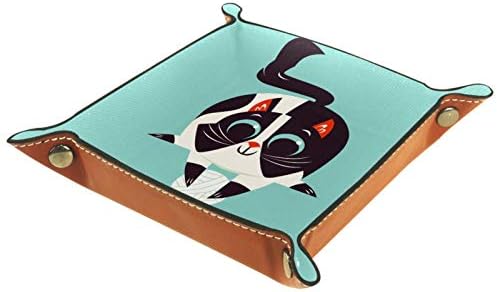 Lyetny Cat Cartoon Organizer Bandejas de armazenamento Caixa de cabeceira Caddy bandeja de desktop alteração de carteira de caixa de moeda de caixa de moeda de armazenamento de bandeja, 20.5x20.5cm