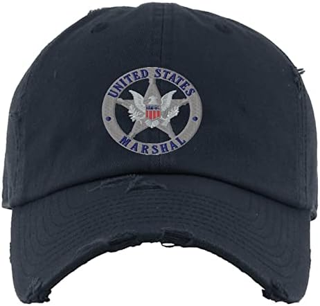US Marshal Hat Hat Bordado Vintage Papai Hat adulto Bordado Ajuste Bordado Capinho