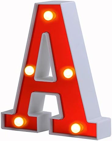 Roudk LED Letter Letter Lights 26 Alfabeto Light Up Letters With Battery Power Red Sign Led Wall para Festival de Bar Festival de Natal Night Night Birthday Party Wedding Decorativo