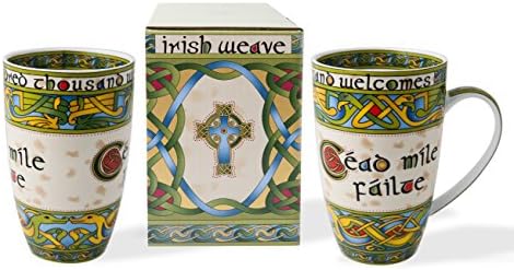 Royal Tara Irish Cead Mile Failte caneca de dois em uma caixa de presente correspondente da coleção Irish Weave, a capacidade
