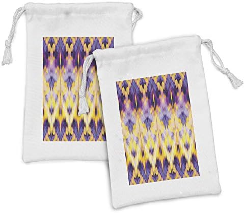Conjunto de bolsas de tecido de Ambesonne ikat de 2, Ikat Pattern Tinging Efeito Ilustração Resistência das cores Indonésia