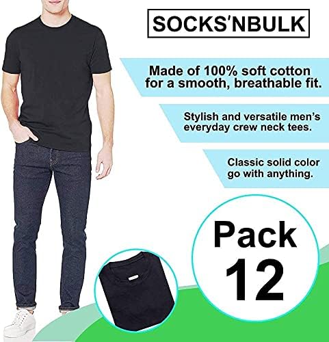 Socks'nbulk masculino algodão Crew pescoço de manga curta Misture coloras de cores pacote a granel