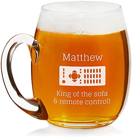 Caneca de cerveja Maverton com gravura - 17 fl oz. Cerveja de cerveja com uma alça para papai - pub Glassware - Drinkwares personalizados para homens - para aniversário - acessório do bar para casa para homem - sofá rei