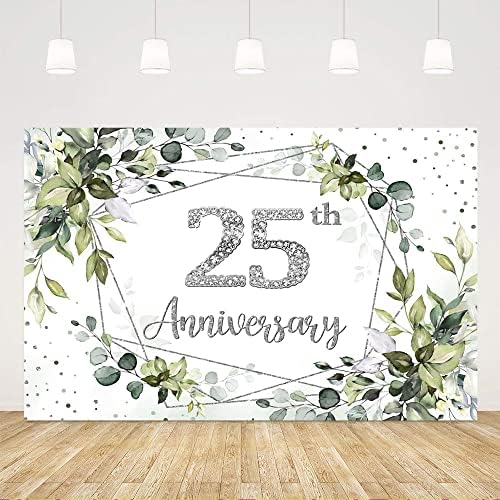 Ticuenicoa 5x3ft Happy 25th Anniversary Centro para a Greante de Fotografia Comemorando 25 anos de Antecedentes de Casamento